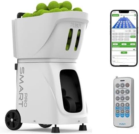 PT-smart Pro Tennis & Padel Ball Machine, App Control, Internal Oscillation, Portable Tennis Ball Machine, 12-75 MPH, 1.8-8s/Ball, 100+ Balls, 4-6H Battery, for Intermediate & Advanced Players in Kuwait