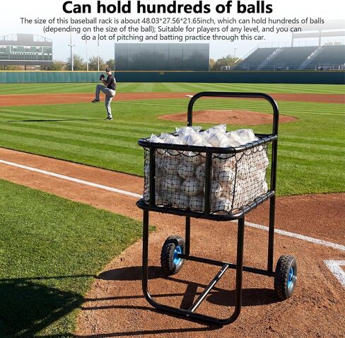 Portable Tennis Ball Hopper with Wheels Tennis Ball Basket Holds Hundreds of Balls Suitable for Softball & Baseball in Saudi Arabia