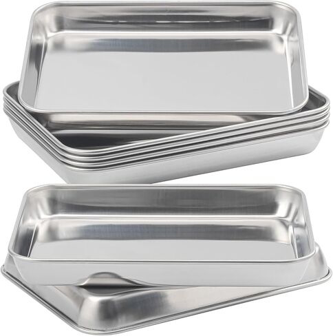 7 Pack Rectangle Stainless Steel Surgical Tray, 9 x 6.7 Inch Surgical Tray, Stainless Steel Medical Trays for Lab Instruments Organizer, Lab, Tattoo, Dental in Kuwait