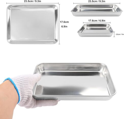 7 Pack Rectangle Stainless Steel Surgical Tray, 9 x 6.7 Inch Surgical Tray, Stainless Steel Medical Trays for Lab Instruments Organizer, Lab, Tattoo, Dental in Kuwait