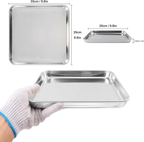 3 Pack Square Stainless Steel Surgical Tray, 9.8 x 9.8 Inch Surgical Trays, Stainless Steel Medical Trays for Lab Instruments Organizer, Lab, Tattoo, Dental in Kuwait