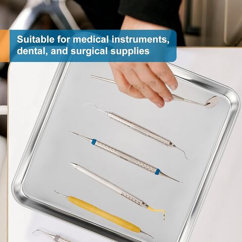 3 Pack Square Stainless Steel Surgical Tray, 9.8 x 9.8 Inch Surgical Trays, Stainless Steel Medical Trays for Lab Instruments Organizer, Lab, Tattoo, Dental in Kuwait