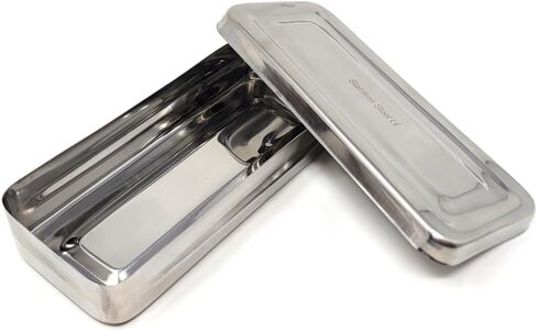 Multipurpose Instrument Box Stainless Steel Container Tray with Lid for Lab Instrument Supplies to Store, Arrange, Transfer, Organize - 7"L x 3"W x 1.5"H in Kuwait