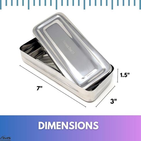 Multipurpose Instrument Box Stainless Steel Container Tray with Lid for Lab Instrument Supplies to Store, Arrange, Transfer, Organize - 7"L x 3"W x 1.5"H in Kuwait