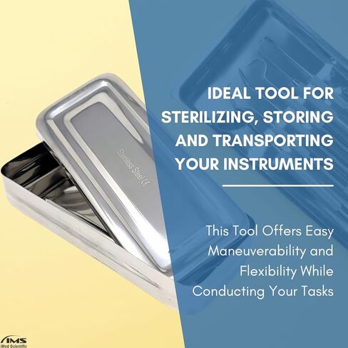 Multipurpose Instrument Box Stainless Steel Container Tray with Lid for Lab Instrument Supplies to Store, Arrange, Transfer, Organize - 7"L x 3"W x 1.5"H in Kuwait