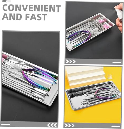 Stainless Steel Lab Tray for Beauty Salon Manicure Tools Small Instrument Organizer Tray for Tattoo Supplies and Medical Instruments in Saudi Arabia