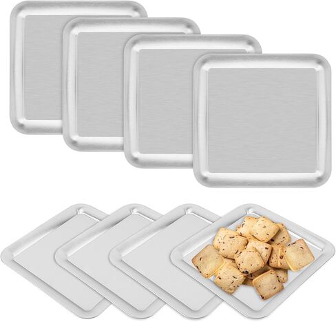 8 Pack Stainless Steel Baking Tray, 9.05 x 9.05 Inch Square Baking Tray, Stainless Steel Surgical Trays for Lab Instruments Organizer, Cooking， in Saudi Arabia