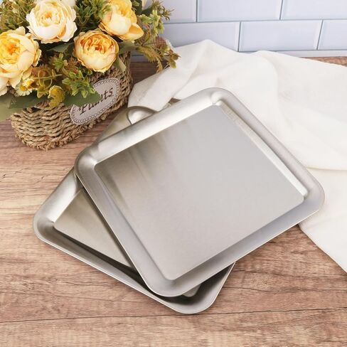 8 Pack Stainless Steel Baking Tray, 9.05 x 9.05 Inch Square Baking Tray, Stainless Steel Surgical Trays for Lab Instruments Organizer, Cooking， in Saudi Arabia