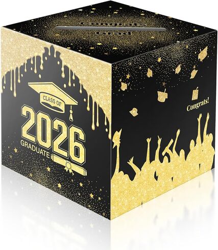 2025 حامل صندوق بطاقة التخرج ، مظروف يتلقى خريج التهاني مربع الديكور ، احتفال حفلة التخرج الأسود in Kuwait
