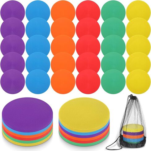 60 Pcs Poly Spots for Gym Floor, 4.72" Non Slip Multicolor Poly Spot Markers Spot Markers Flat Field Cones for Gym Sports Soccer Basketball Dance Speed Agility Training in Saudi Arabia