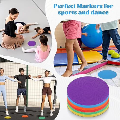 60 Pcs Poly Spots for Gym Floor, 4.72" Non Slip Multicolor Poly Spot Markers Spot Markers Flat Field Cones for Gym Sports Soccer Basketball Dance Speed Agility Training in Saudi Arabia