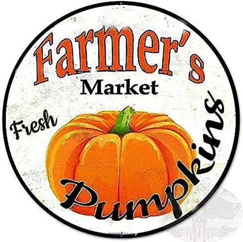 Eletina New Rustic Farmhouse Round Metal Sign Farmers Market Fresh Apples Market Fresh Figs Sign Retro Kitchen Decor Wall Door Hanger Decor Sign Diameter 12 in Saudi Arabia