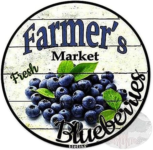 Eletina New Rustic Farmhouse Round Metal Sign Farmers Market Fresh Apples Market Fresh Figs Sign Retro Kitchen Decor Wall Door Hanger Decor Sign Diameter 12 in Saudi Arabia