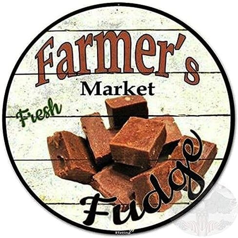 Eletina New Rustic Farmhouse Round Metal Sign Farmers Market Fresh Apples Market Fresh Figs Sign Retro Kitchen Decor Wall Door Hanger Decor Sign Diameter 12 in Saudi Arabia