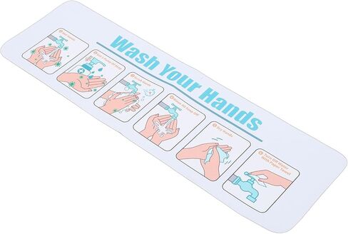 Pssopp Wash Your Hands Sign Bathroom Decor Hand Washing Instruction Sign, Water Proof Adhesive Poster Easy Peel and Stick Label for Schools Restaurants Home Indoor and Outdoor Nan in Saudi Arabia