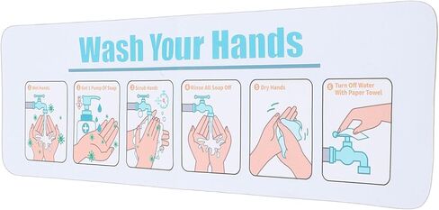 Pssopp Wash Your Hands Sign Bathroom Decor Hand Washing Instruction Sign, Water Proof Adhesive Poster Easy Peel and Stick Label for Schools Restaurants Home Indoor and Outdoor Nan in Saudi Arabia