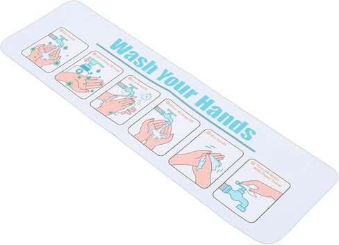 Pssopp Wash Your Hands Sign Bathroom Decor Hand Washing Instruction Sign, Water Proof Adhesive Poster Easy Peel and Stick Label for Schools Restaurants Home Indoor and Outdoor Nan in Saudi Arabia
