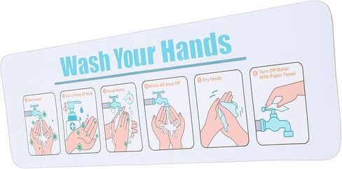 Pssopp Wash Your Hands Sign Bathroom Decor Hand Washing Instruction Sign, Water Proof Adhesive Poster Easy Peel and Stick Label for Schools Restaurants Home Indoor and Outdoor Nan in Saudi Arabia