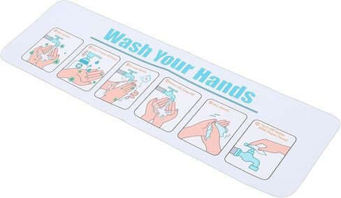 Pssopp Wash Your Hands Sign Bathroom Decor Hand Washing Instruction Sign, Water Proof Adhesive Poster Easy Peel and Stick Label for Schools Restaurants Home Indoor and Outdoor Nan in Saudi Arabia