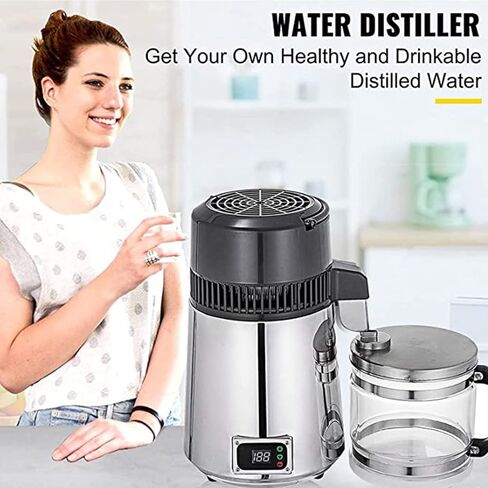 304 Stainless Steel Water Distiller Machine for Home & Office, Digital Display Purifier with Smart Switch, Countertop Distilled Water Maker, Efficient Water Filter System in Kuwait