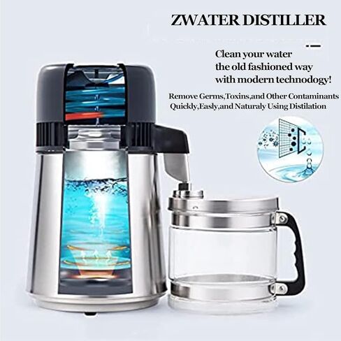 304 Stainless Steel Water Distiller Machine for Home & Office, Digital Display Purifier with Smart Switch, Countertop Distilled Water Maker, Efficient Water Filter System in Kuwait