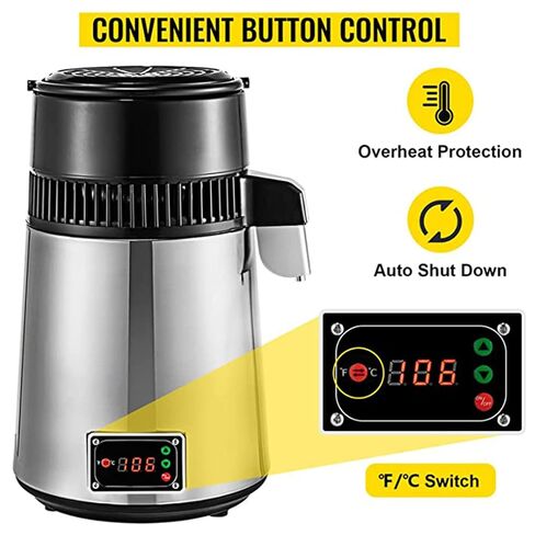 304 Stainless Steel Water Distiller Machine for Home & Office, Digital Display Purifier with Smart Switch, Countertop Distilled Water Maker, Efficient Water Filter System in Kuwait