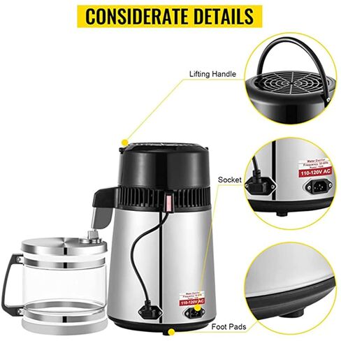 304 Stainless Steel Water Distiller Machine for Home & Office, Digital Display Purifier with Smart Switch, Countertop Distilled Water Maker, Efficient Water Filter System in Kuwait