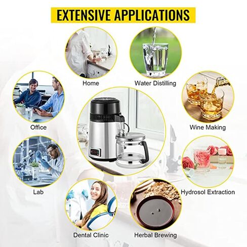 304 Stainless Steel Water Distiller Machine for Home & Office, Digital Display Purifier with Smart Switch, Countertop Distilled Water Maker, Efficient Water Filter System in Kuwait