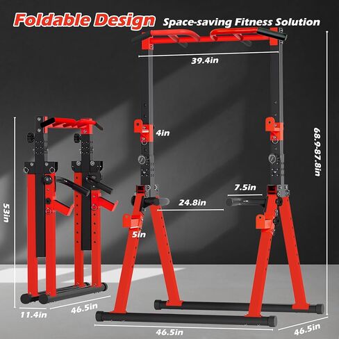 Foldable Power Tower Pull Up Bar Station, Multi-function Stable Pull Up Dip Station for Home Gym Strength Training Equipment in Saudi Arabia
