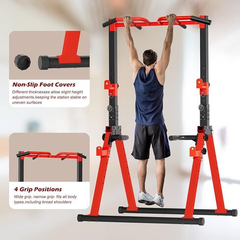 Foldable Power Tower Pull Up Bar Station, Multi-function Stable Pull Up Dip Station for Home Gym Strength Training Equipment in Saudi Arabia