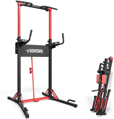 محطة سحب برج الطاقة القابلة للطي من ONETWOFIT، محطة سحب متعددة الوظائف قابلة للتعديل للارتفاع للتمرين في صالة الألعاب الرياضية، معدات اللياقة البدنية لتدريب القوة، حامل سحب Pro 400LBS/Pro Max 600LBS in Kuwait