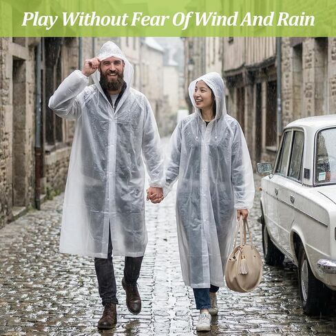 15 قطعة من معطف واق من المطر EVA للبالغين، معطف شفاف قابل لإعادة الاستخدام، جاكيت مطر مقاوم للماء للجنسين مع رباط مع غطاء رأس ورباط ملابس مطر قابلة للتنفس للنساء والرجال in Kuwait