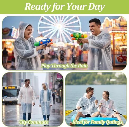 15 قطعة من معطف واق من المطر EVA للبالغين، معطف شفاف قابل لإعادة الاستخدام، جاكيت مطر مقاوم للماء للجنسين مع رباط مع غطاء رأس ورباط ملابس مطر قابلة للتنفس للنساء والرجال in Kuwait