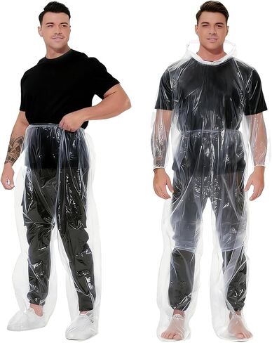 2 Pcs Disposable Rain Ponchos for Adults, Plus Size Waterproof Rain Suit Rain Coats Emergency Waterproof Rainpants Suit with Hood for Camping Hiking in Saudi Arabia