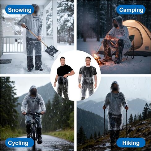 2 Pcs Disposable Rain Ponchos for Adults, Plus Size Waterproof Rain Suit Rain Coats Emergency Waterproof Rainpants Suit with Hood for Camping Hiking in Saudi Arabia