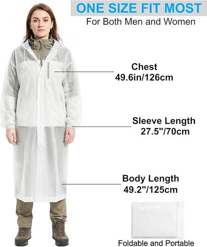 DEAYOU 12 Pack Rain Ponchos for Adults Reusable, Long Raincoats with Drawstring Hood, Waterproof EVA Emergency Rain Jackets for Women Men, Travel, Camping, Hiking, Packable, Family Pack, Transparent in Saudi Arabia