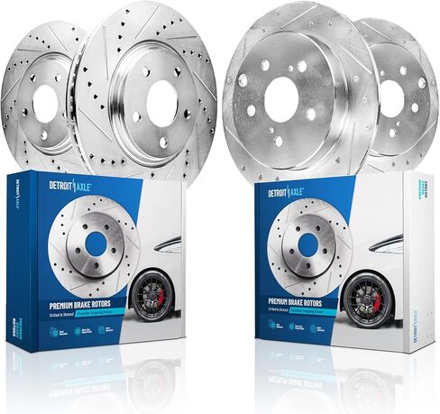 Detroit Axle - Front Brake Rotors for Ford 2013-2025 F-250 F-350 Super Duty 4WD, 2013-2016 F-450 Super Duty, Drilled and Slotted Disc Brake Rotors 2013 2014 2015 Replacement : 14.29" inch Rotor in Kuwait