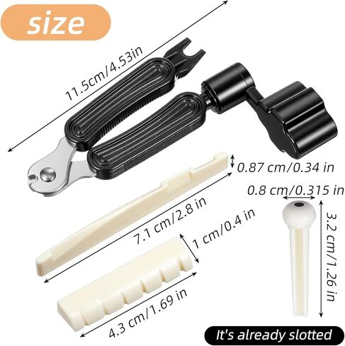 14 Pcs Acoustic Guitar Bridge Pins String Pegs Guitar Saddle Nut With 3-In-1 Pin Puller Remover Acoustic Guitar String Pegs And Acoustic Guitar Parts Accessories Replacement Tools Kits（White+Black） in Saudi Arabia
