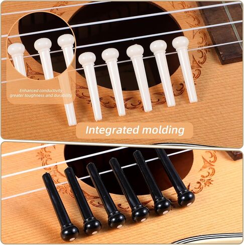 14 Pcs Acoustic Guitar Bridge Pins String Pegs Guitar Saddle Nut With 3-In-1 Pin Puller Remover Acoustic Guitar String Pegs And Acoustic Guitar Parts Accessories Replacement Tools Kits（White+Black） in Saudi Arabia