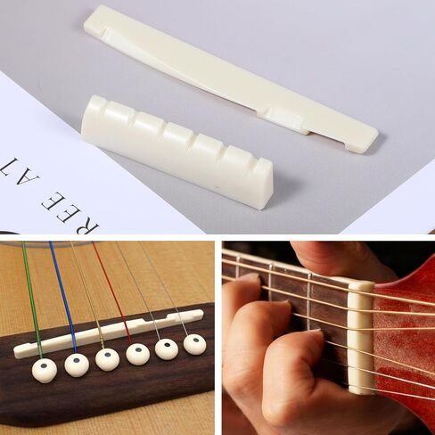 14 Pcs Acoustic Guitar Bridge Pins String Pegs Guitar Saddle Nut With 3-In-1 Pin Puller Remover Acoustic Guitar String Pegs And Acoustic Guitar Parts Accessories Replacement Tools Kits（White+Black） in Saudi Arabia