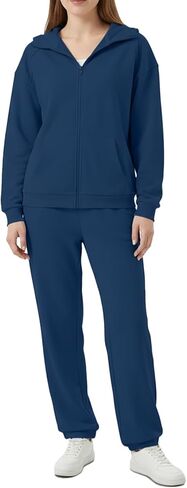 Women's No Drawstring 2 Piece Sweatsuits Set Full Zip Hoodie & Jogger Pants Casual Oversized Lounge Workout Outfits in Saudi Arabia