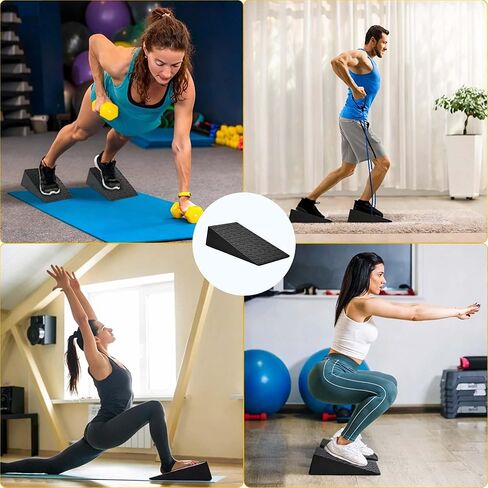 Squat Wedge Blocks with 5 Resistance Bands – Heavy Duty Non-Slip Incline Squat Wedge for Squats, Workout Wedge for Squats, Leg Training, Mobility & Strength Exercises in Saudi Arabia