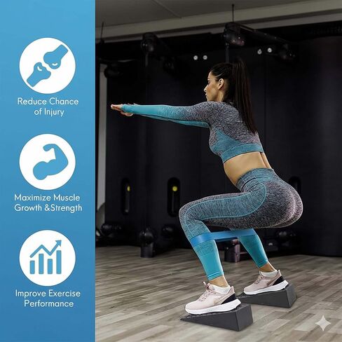 Squat Wedge Blocks with 5 Resistance Bands – Heavy Duty Non-Slip Incline Squat Wedge for Squats, Workout Wedge for Squats, Leg Training, Mobility & Strength Exercises in Saudi Arabia