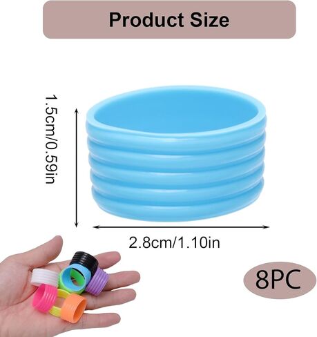 8 Color Tennis Racket Silicone Handle Grip Ring Band, Non Slip Racket Rubber Ring, Elastic Sweat‑Absorbent Overgrip Protector for Tennis Pickleball Badminton Players in Kuwait