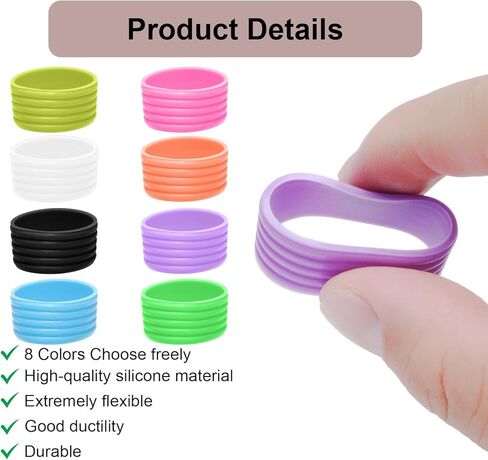 8 Color Tennis Racket Silicone Handle Grip Ring Band, Non Slip Racket Rubber Ring, Elastic Sweat‑Absorbent Overgrip Protector for Tennis Pickleball Badminton Players in Kuwait