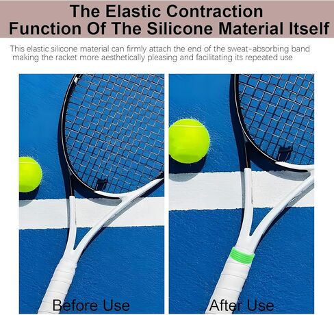 8 Color Tennis Racket Silicone Handle Grip Ring Band, Non Slip Racket Rubber Ring, Elastic Sweat‑Absorbent Overgrip Protector for Tennis Pickleball Badminton Players in Kuwait