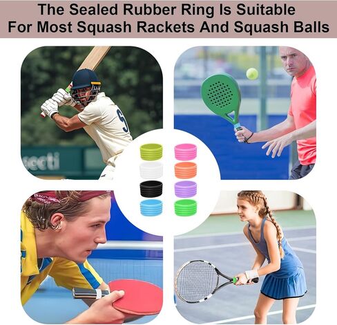 8 Color Tennis Racket Silicone Handle Grip Ring Band, Non Slip Racket Rubber Ring, Elastic Sweat‑Absorbent Overgrip Protector for Tennis Pickleball Badminton Players in Kuwait