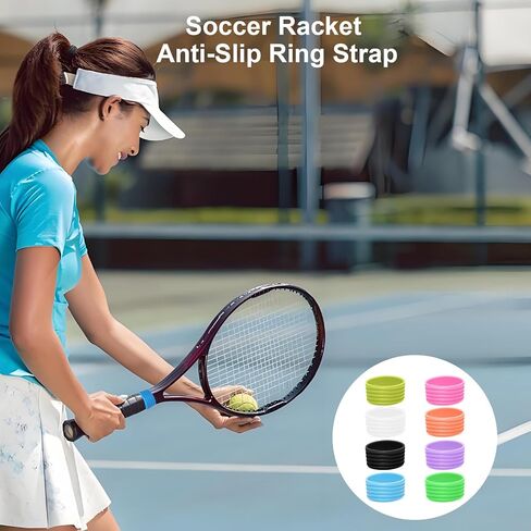 8 Color Tennis Racket Silicone Handle Grip Ring Band, Non Slip Racket Rubber Ring, Elastic Sweat‑Absorbent Overgrip Protector for Tennis Pickleball Badminton Players in Kuwait