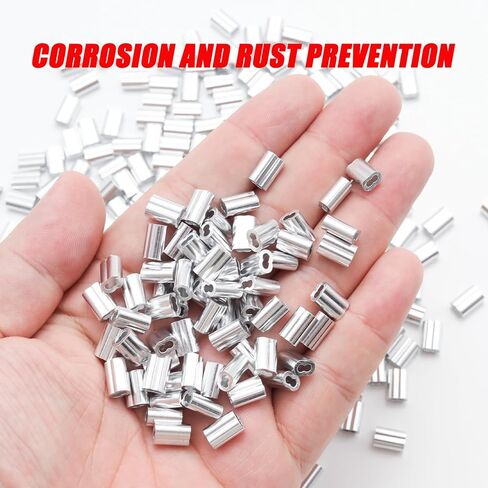 250 قطعة من الصنوبر والكتان، أكمام مجعدة من الألومنيوم مقاس 1/16 بوصة، حلقات أكمام مجعدة بحبل سلكي، أكمام مجعدة بأسطوانة مزدوجة للكابلات وحبل الأسلاك in Kuwait