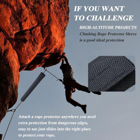 Climbing Rope Protector Sleeve Durable Rope Protector with 5 Pcs Reusable Cable Ties for Rock Climbing, Mountaineering, Aerial Work etc in Kuwait